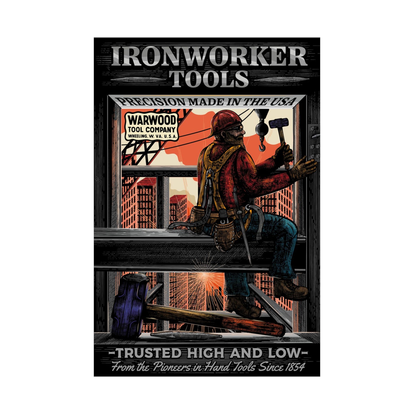 Vintage Ironworker Tools Poster - Wall Art for Home or Workshop
